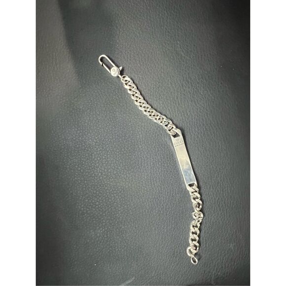 Gucci gg silver tone chain bar bracelet unisex - Picture 3 of 7